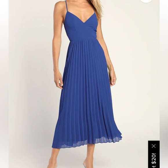 Lulus Blue Pleated Dress - Picture 3 of 4